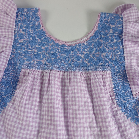 J. Marie Tiered A-line Gingham Dress With Embroidery - Picture 7 of 12